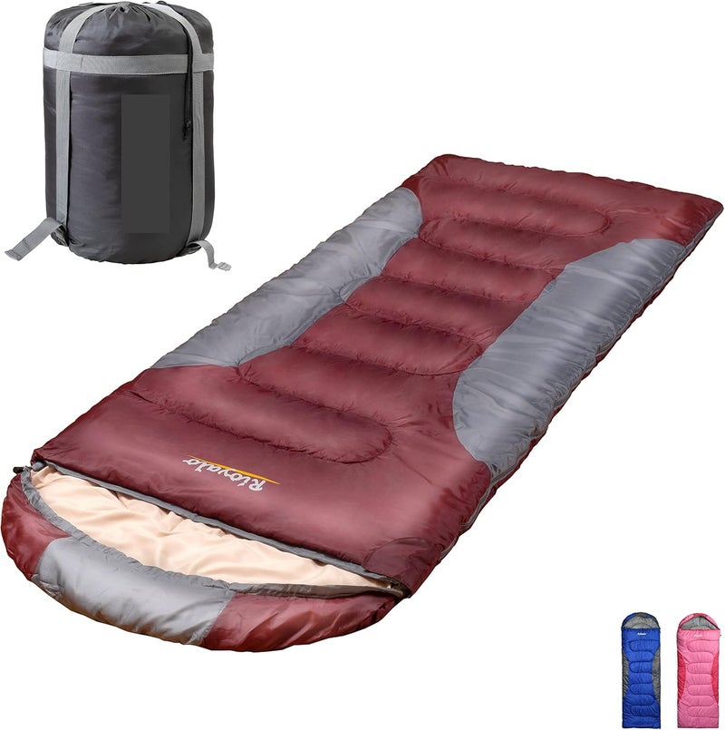 rioyalo 0 Degree Winter Sleeping Bags for Adults Camping (450GSM) - Temp Range (5F–32F) Portable Waterproof Compression Sack- Camping Sleeping Bags for Big and Tall in Env Hoodie: Backpacking Hiking 4 Season - Image 1
